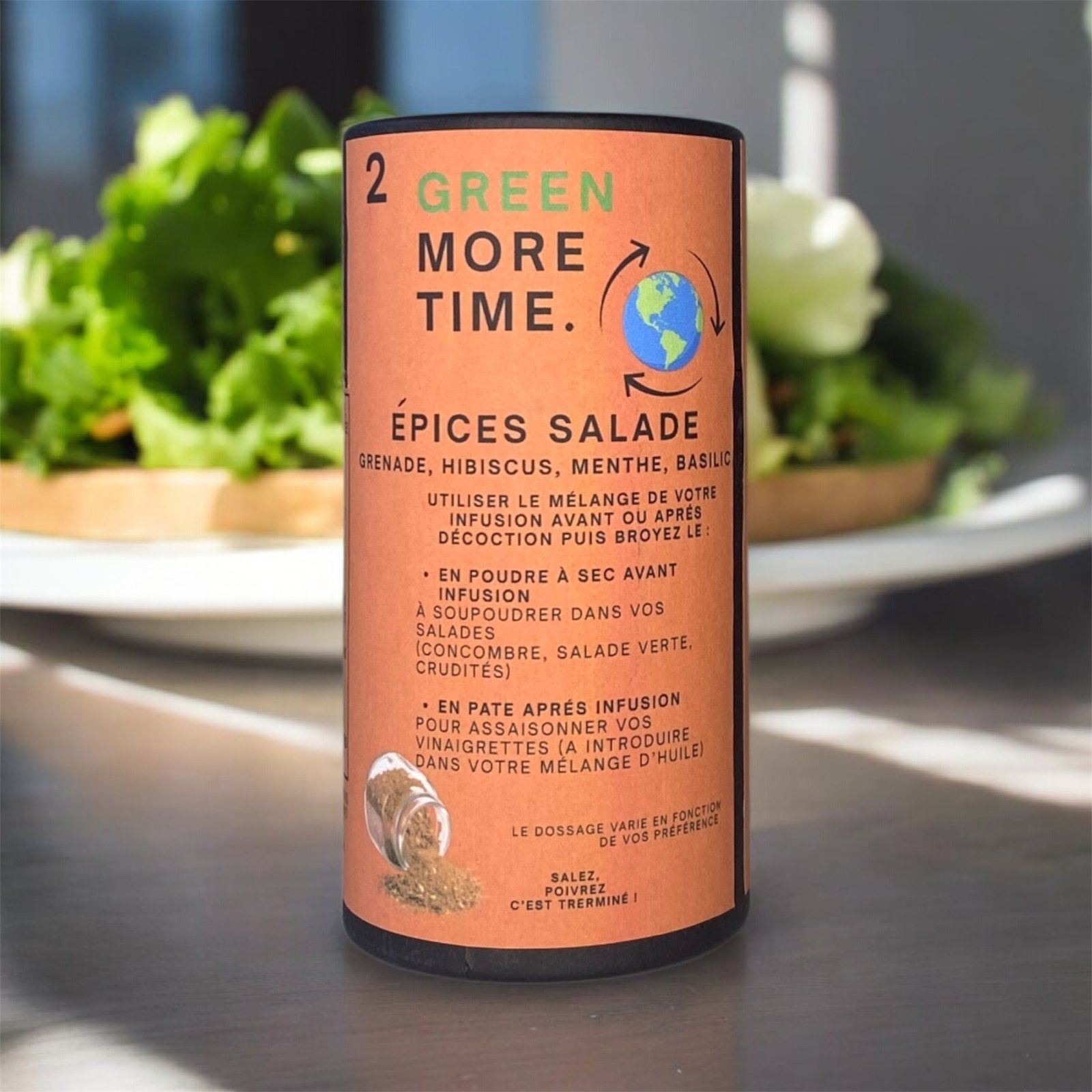 Green More Time infusion détox grenade hibiscus et épices salade